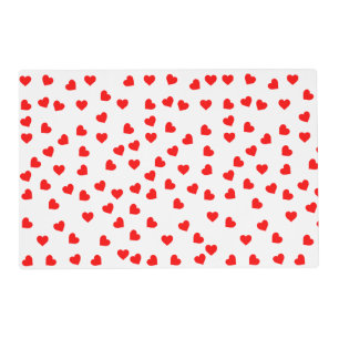 Playful red heart pattern placemat