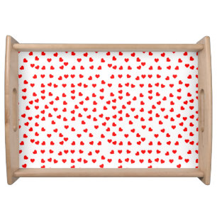 Playful red heart pattern serving tray
