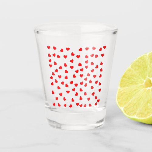Playful Red Hearts  Shot Glass