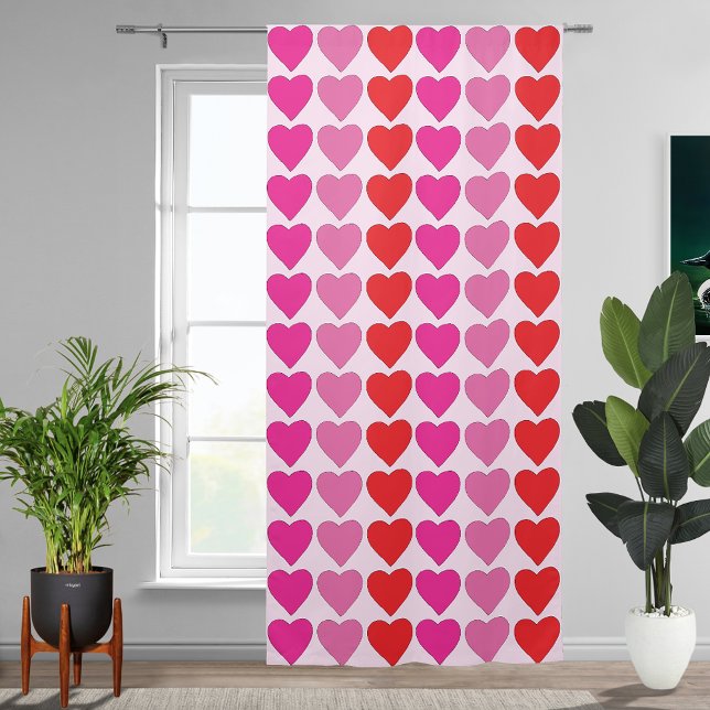Playful Red Pink Fuchsia Hearts Valentine Pattern  Blackout Curtains (Creator Uploaded)