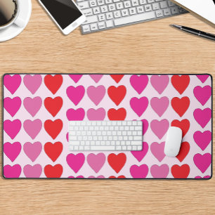 Playful Red Pink Fuchsia Hearts Valentine Pattern  Desk Mat