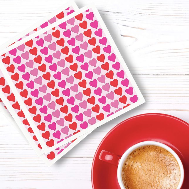 Playful Red Pink Fuchsia Hearts Valentine Pattern  Napkins (Creator Uploaded)