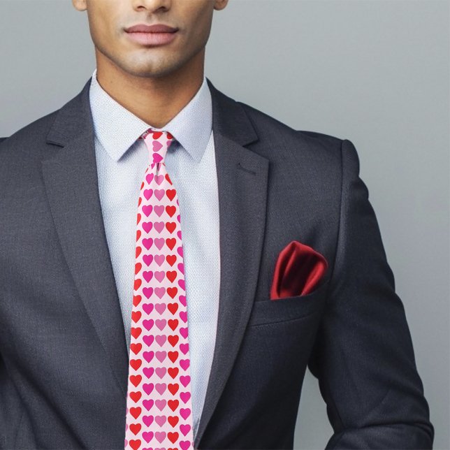Playful Red Pink Fuchsia Hearts Valentine Pattern  Neck Tie (Creator Uploaded)