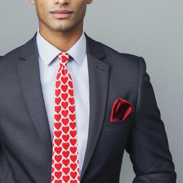 Playful Red Pink Hearts Valentine Pattern  Neck Tie (Creator Uploaded)