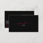 Playful Red Stylish Business Brand Identity Black Business Card