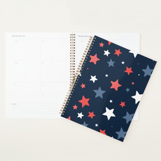 Playful Red White Blue Star planner (Display)