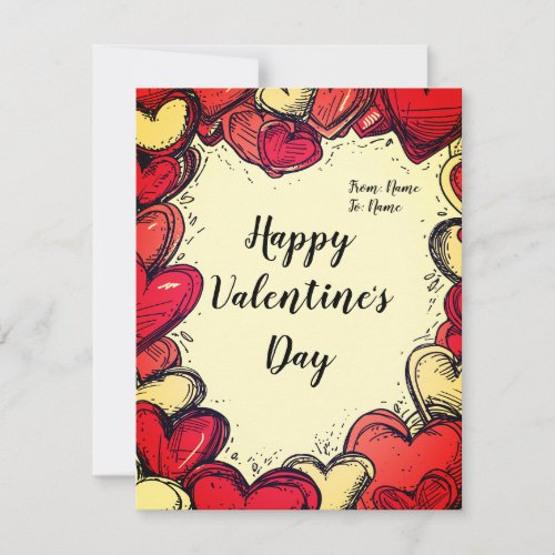 Playful Red Yellow Hearts Valentines Day Card