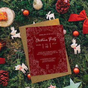 playful Reindeer & Winter Botanicals- christmas Invitation