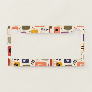 Playful Retro Doodle Abstract Mid-Century Modern License Plate Frame