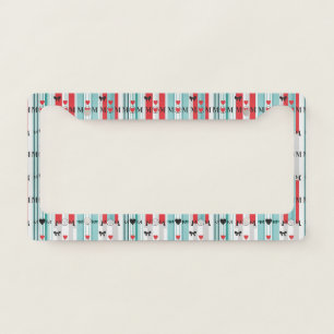 Playful Retro Mom with Hearts & Turquoise Stripes License Plate Frame