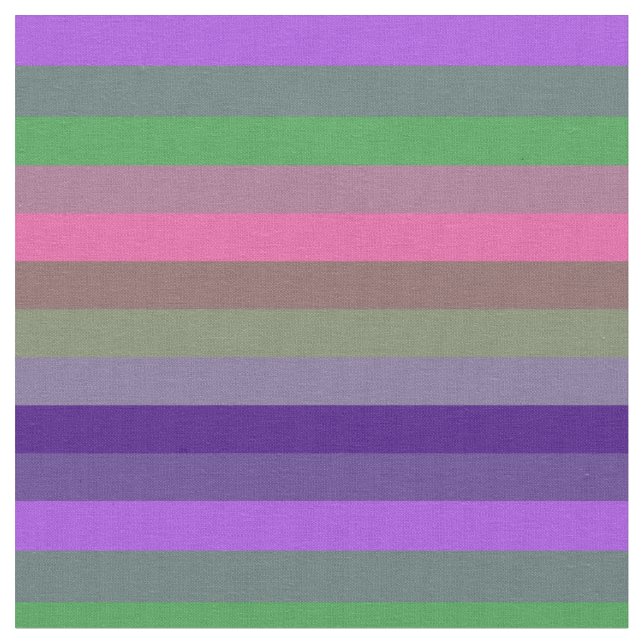 Playful Retro Pop Purple & Green Stripe Pattern Fabric (Close Up)