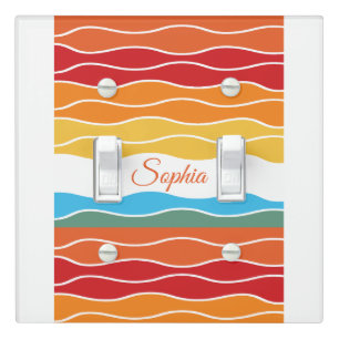 Playful Retro Rainbow Stripes for Custom Product Light Switch Cover