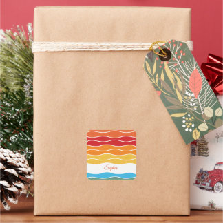 Playful Retro Rainbow Stripes for Custom Product Square Sticker