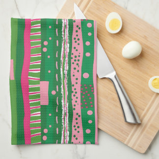 Playful Retro Stripes Kitchen Towel