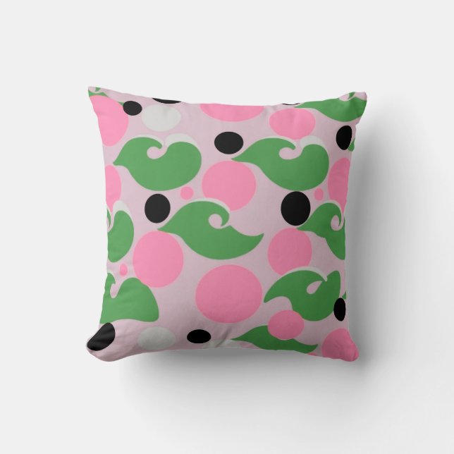 Playful Retro Swirl Pattern Throw Pillow (Front)