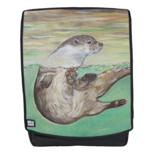 Playful River Otter Painting Backpack