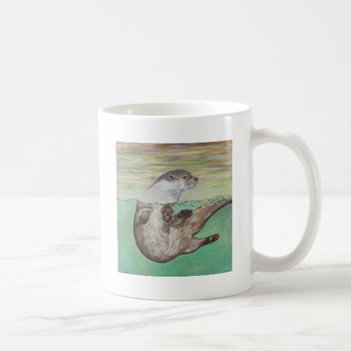 Playful River Otter Painting Coffee Mug