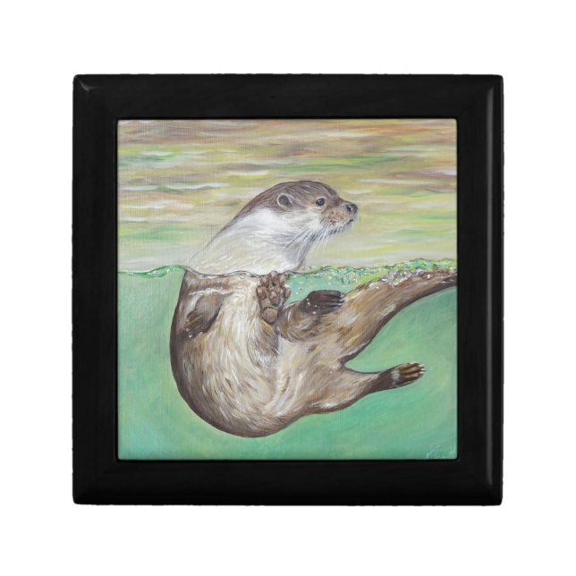 Playful River Otter Painting Gift Box (Front)