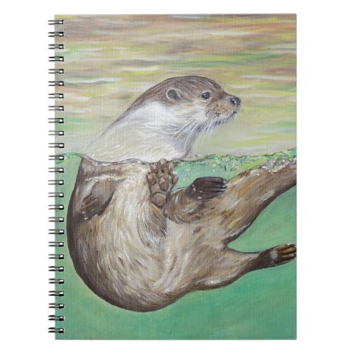 Playful River Otter Painting Notebook