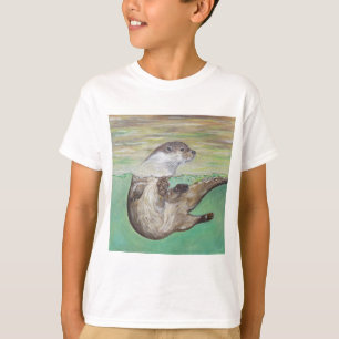 Playful River Otter Painting T-Shirt