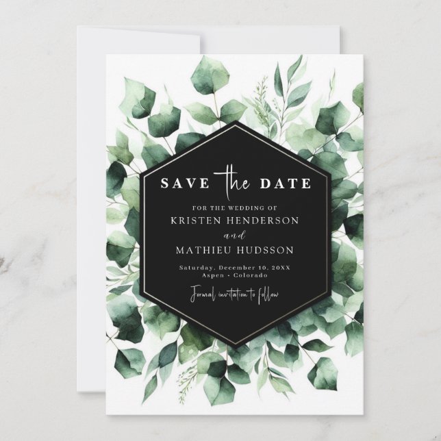 Playful Romance Eucalyptus Digital Wedding Save The Date (Front)