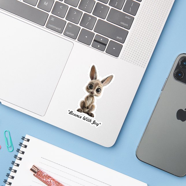 "Playful Roo Friend" Sticker (Laptop w/ iPhone)