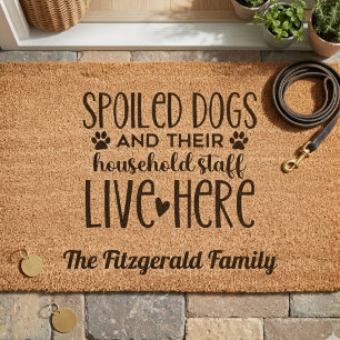 Playful Rustic Funny Dog Lover Entryway Welcome Fiber Doormat