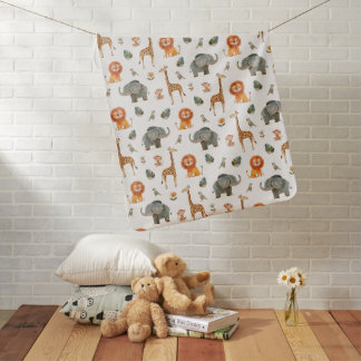Playful Safari Animals Baby Blanket (v.2)