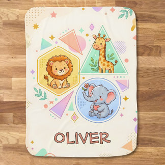 Playful Safari Animals Lion Elephant Giraffe Baby Blanket