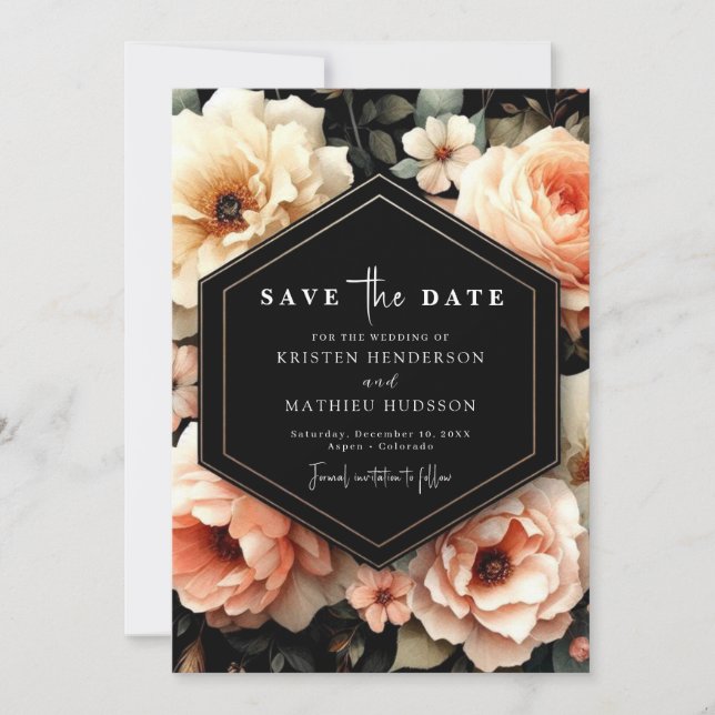 Playful Sage Peach Wedding Save The Date (Front)