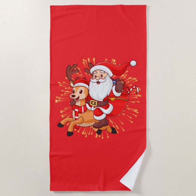 **"Playful Santa Claus Design – Fun and Festive Ch Beach Towel (Front)