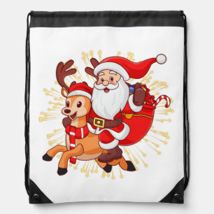 **"Playful Santa Claus Design – Fun and Festive Ch Drawstring Bag