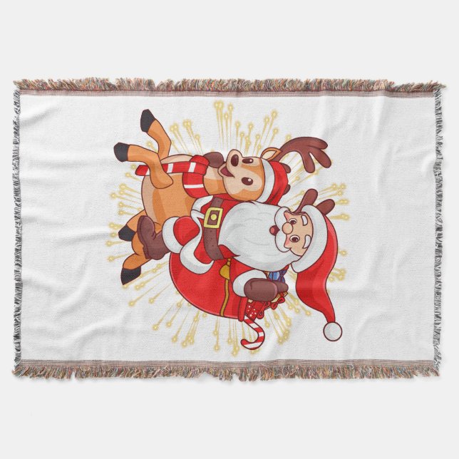 **"Playful Santa Claus Design – Fun and Festive Ch Throw Blanket (Front)