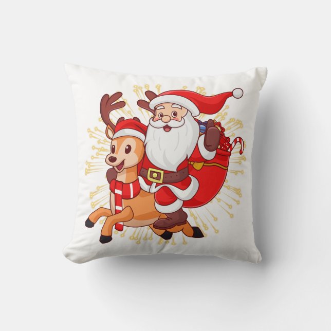 **"Playful Santa Claus Design – Fun and Festive Ch Throw Pillow (Front)