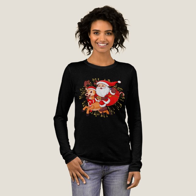 **"Playful Santa Claus Design – Fun and Festive Ch Tri-Blend Shirt (Full Front)