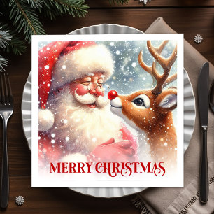Playful Santa Rudolph Christmas Party Napkins Set