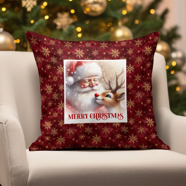 Playful Santa Rudolph Xmas Pillow Merry Holiday  (Playful Santa Rudolph Xmas Pillow Merry Holiday )