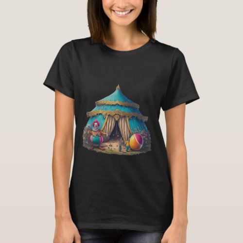  Playful scene of a circus with clowns and  tent T_Shirt