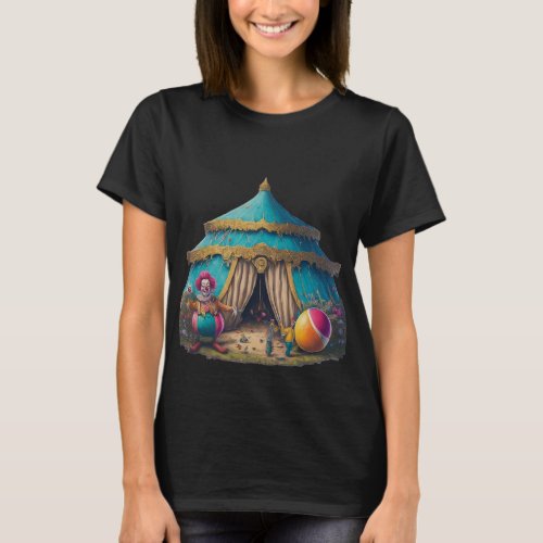  Playful scene of a circus with clowns and  tent T_Shirt