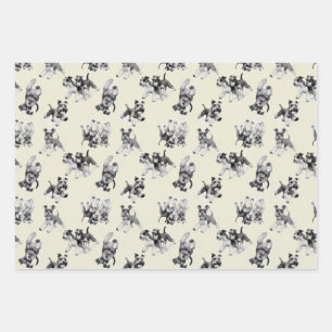 Playful Schnauzer Dog Pattern Wrapping Paper Sheets