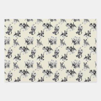 Playful Schnauzer Dog Pattern Wrapping Paper Sheets