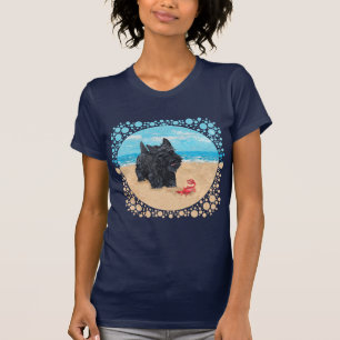 Playful Scottish Terrier at the Beach T-Shirt