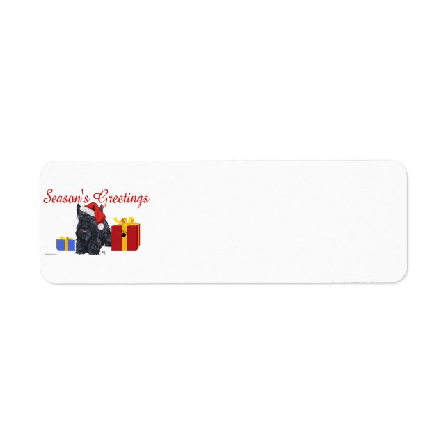 Playful Scottish Terrier Greetings Label (Front)