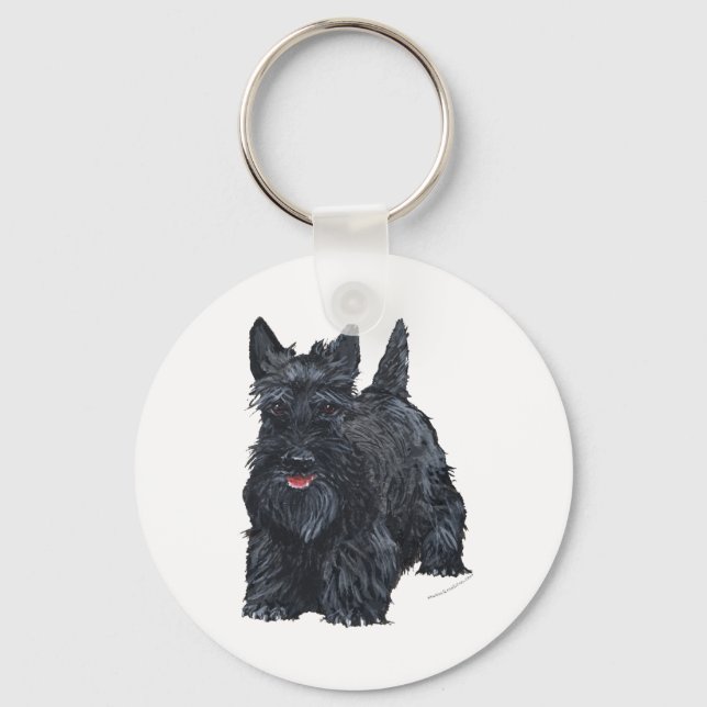 Playful Scottish Terrier Keychain (Front)