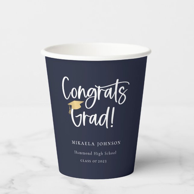 Playful Script Graduation Party Paper Cups (Front)