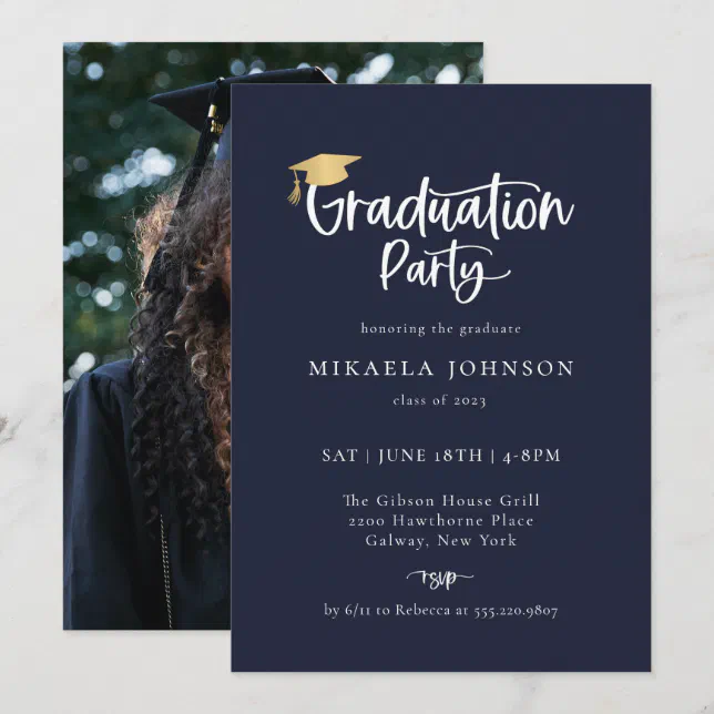 Playful Script Graduation Party Photo Invitation | Zazzle