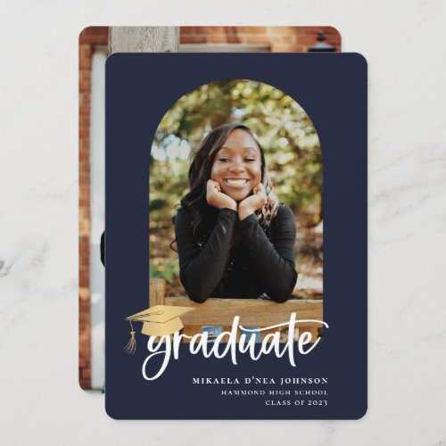 Playful Script Graduation Photo Announcement