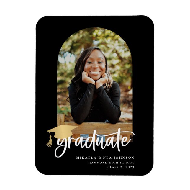 Playful Script Graduation Photo Announcement Magnet (Vertical)