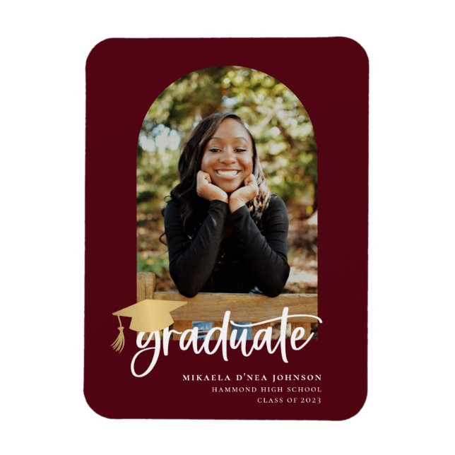 Playful Script Graduation Photo Announcement Magnet (Vertical)