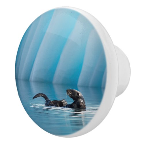 Playful Sea Otter Ceramic Knob